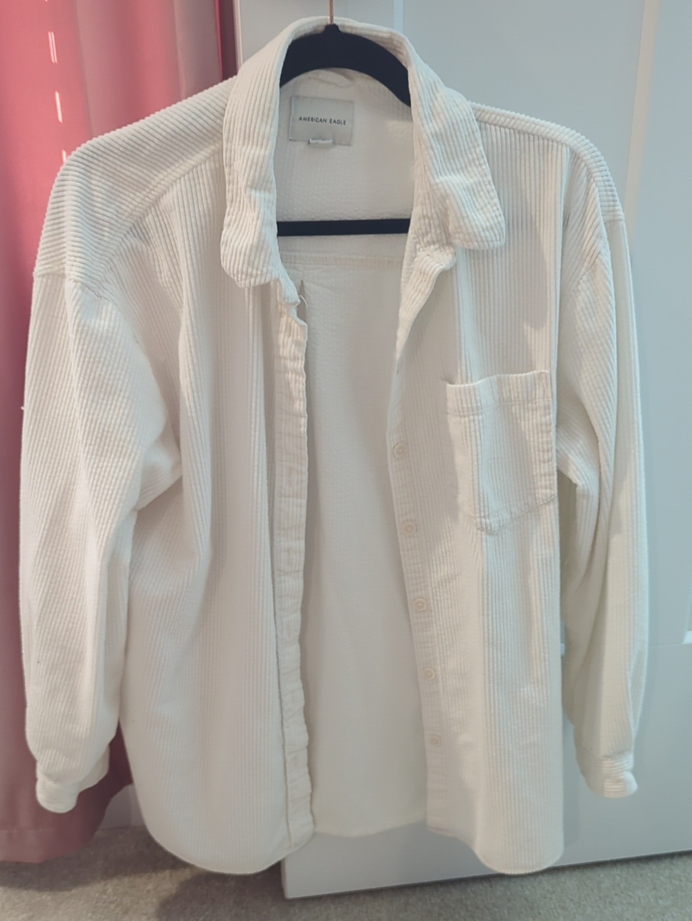 American Eagle Cream Corduroy Shirt Jacket
